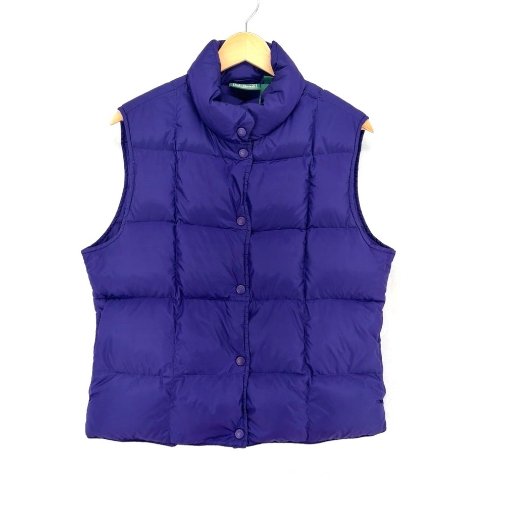 LL Bean Womens Purple Goose Down Quilted Puffer Vest Size Medium Regular 0DHF6